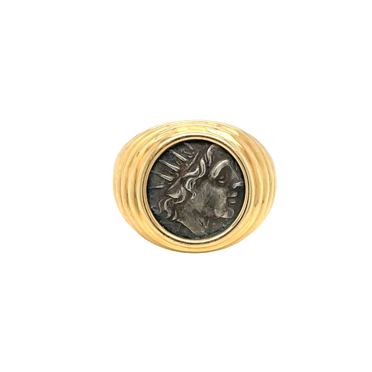 Bague BULGARI "Monete" or jaune, pièce en argent antique - Castafiore