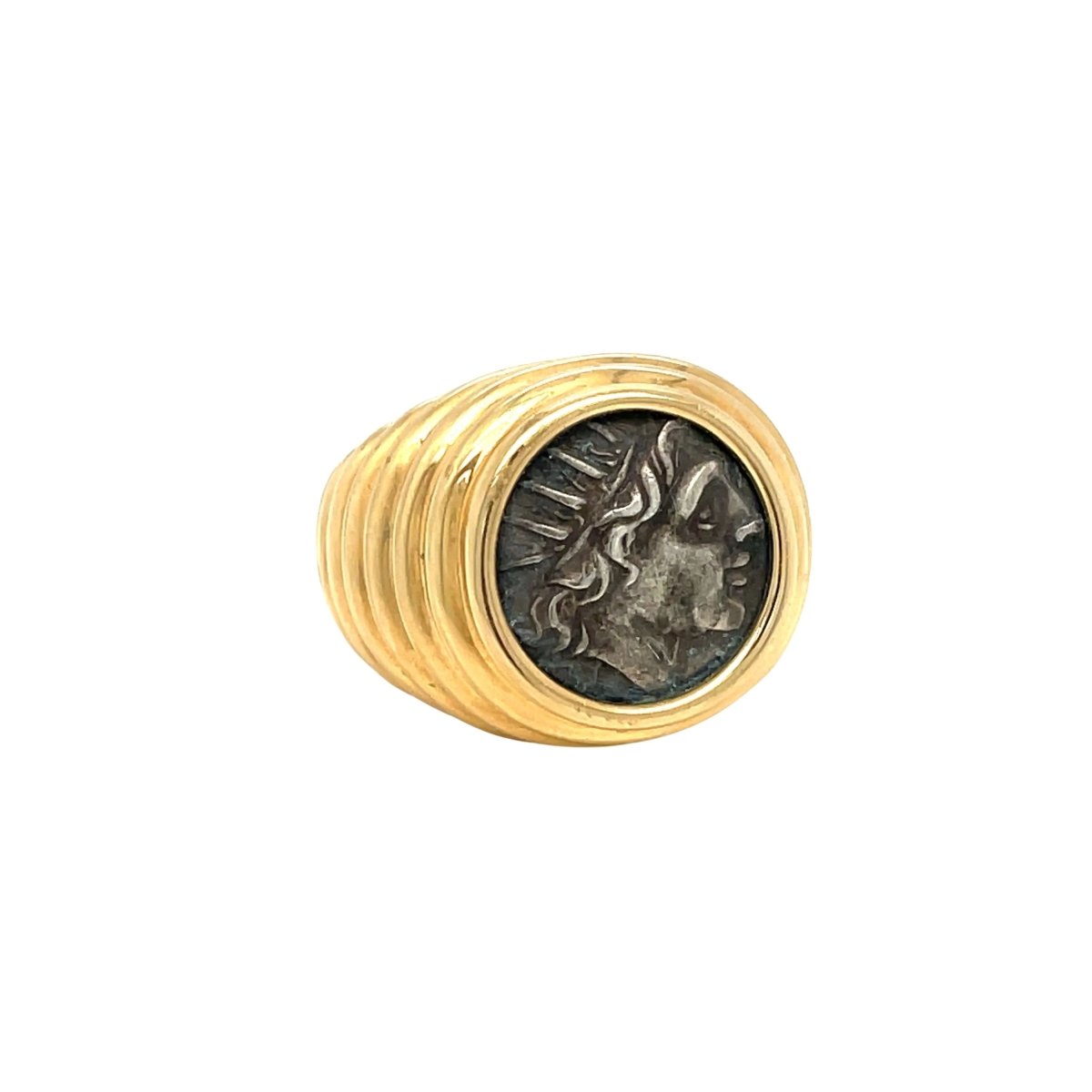 Bague BULGARI "Monete" or jaune, pièce en argent antique - Castafiore