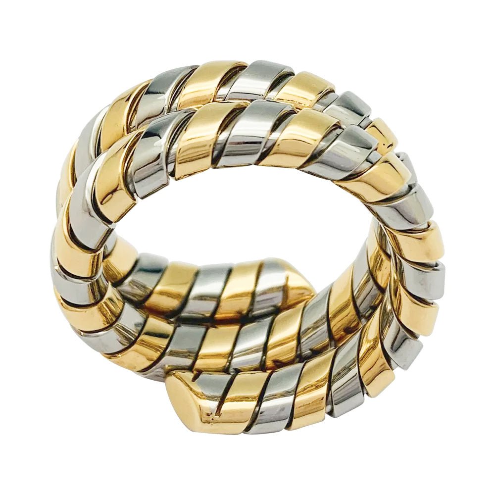 Bague Bulgari, "Tubogas", deux tons ors - Castafiore