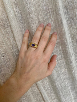 Bague Cabochon BULGARI, or jaune et cordiérite - Castafiore