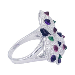 Bague CARTIER "Caresse d'Orchidées" en or blanc, diamants, pierres de couleurs. - Castafiore