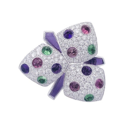 Bague CARTIER "Caresse d'Orchidées" en or blanc, diamants, pierres de couleurs. - Castafiore