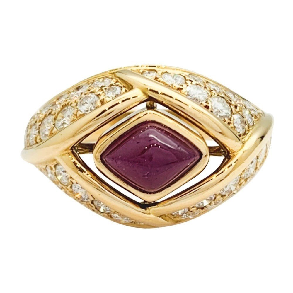 Bague Cartier en or jaune, diamants et rubis - Castafiore