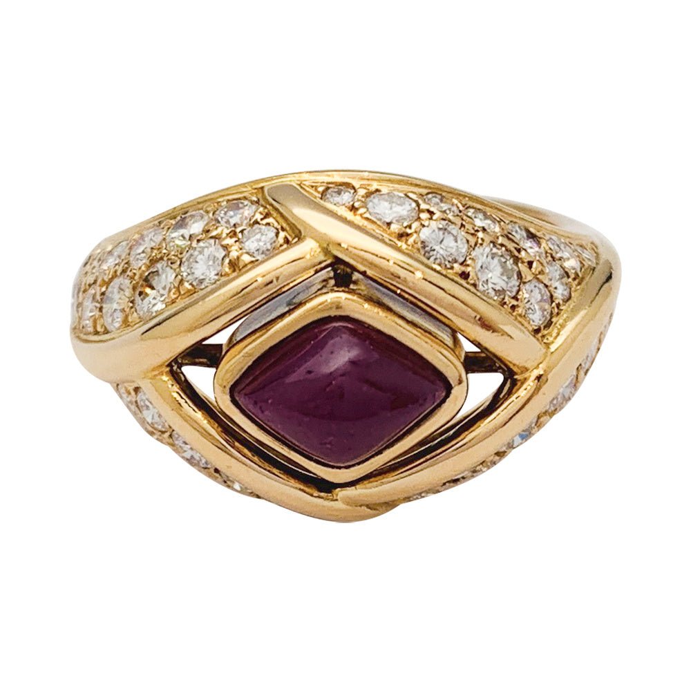 Bague Cartier en or jaune, diamants et rubis - Castafiore