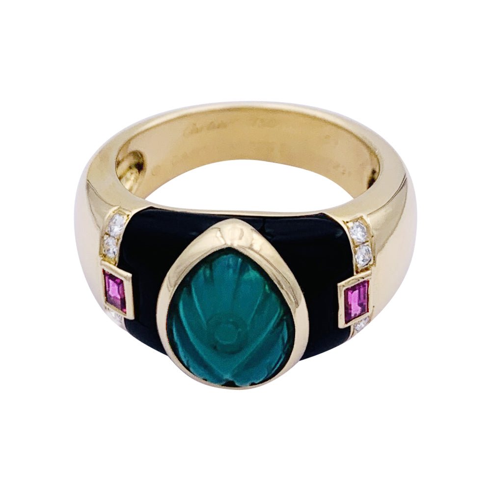 Bague CARTIER, "Gaïa", en or jaune et pierres de couleurs. - Castafiore