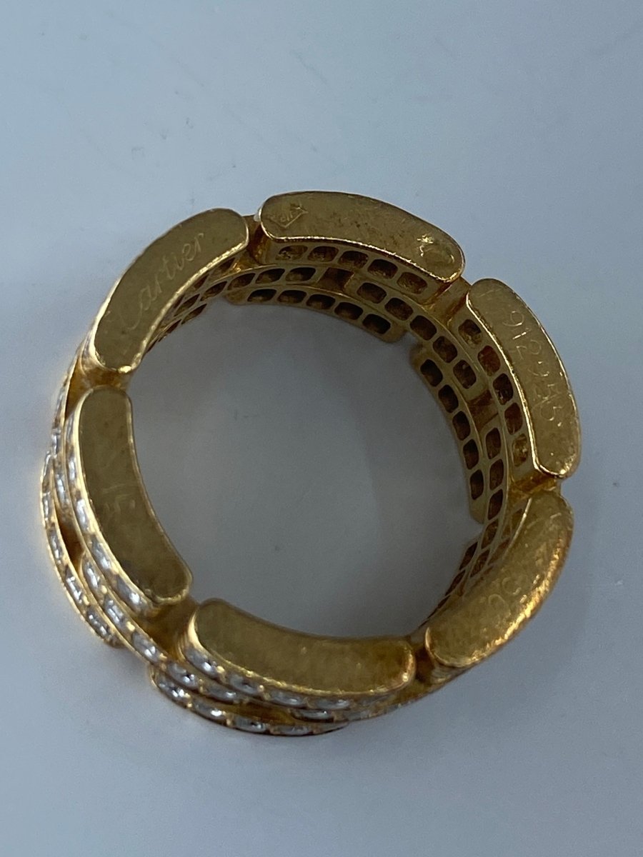 Bague CARTIER maillons PANTHÈRE en or jaune et diamants - Castafiore