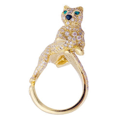 Bague CARTIER "Panthère de Cartier" en or jaune, émeraude, onyx et diamants - Castafiore