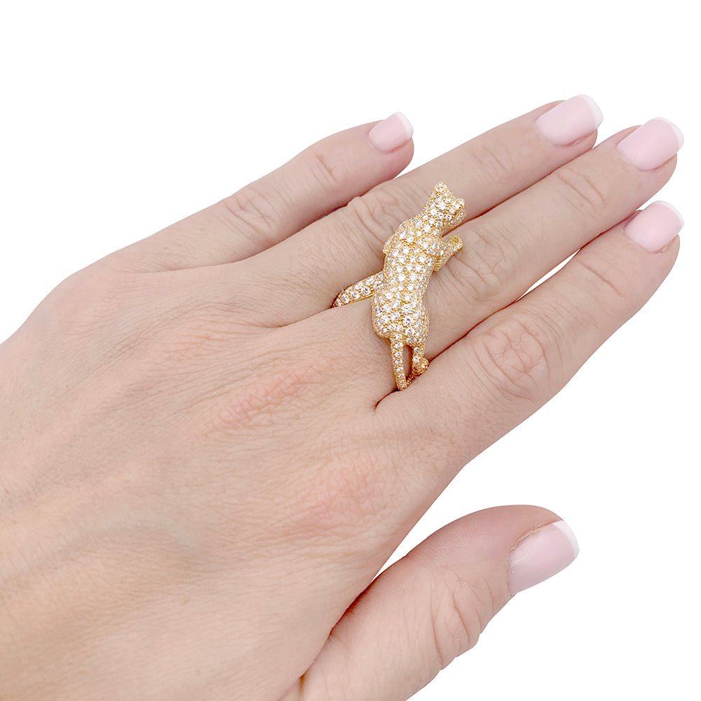 Bague CARTIER "Panthère de Cartier" en or jaune, émeraude, onyx et diamants - Castafiore