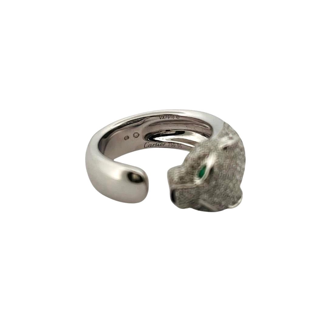 Bague CARTIER Panthère "Massai" en or blanc émeraudes, onyx et diamants - Castafiore