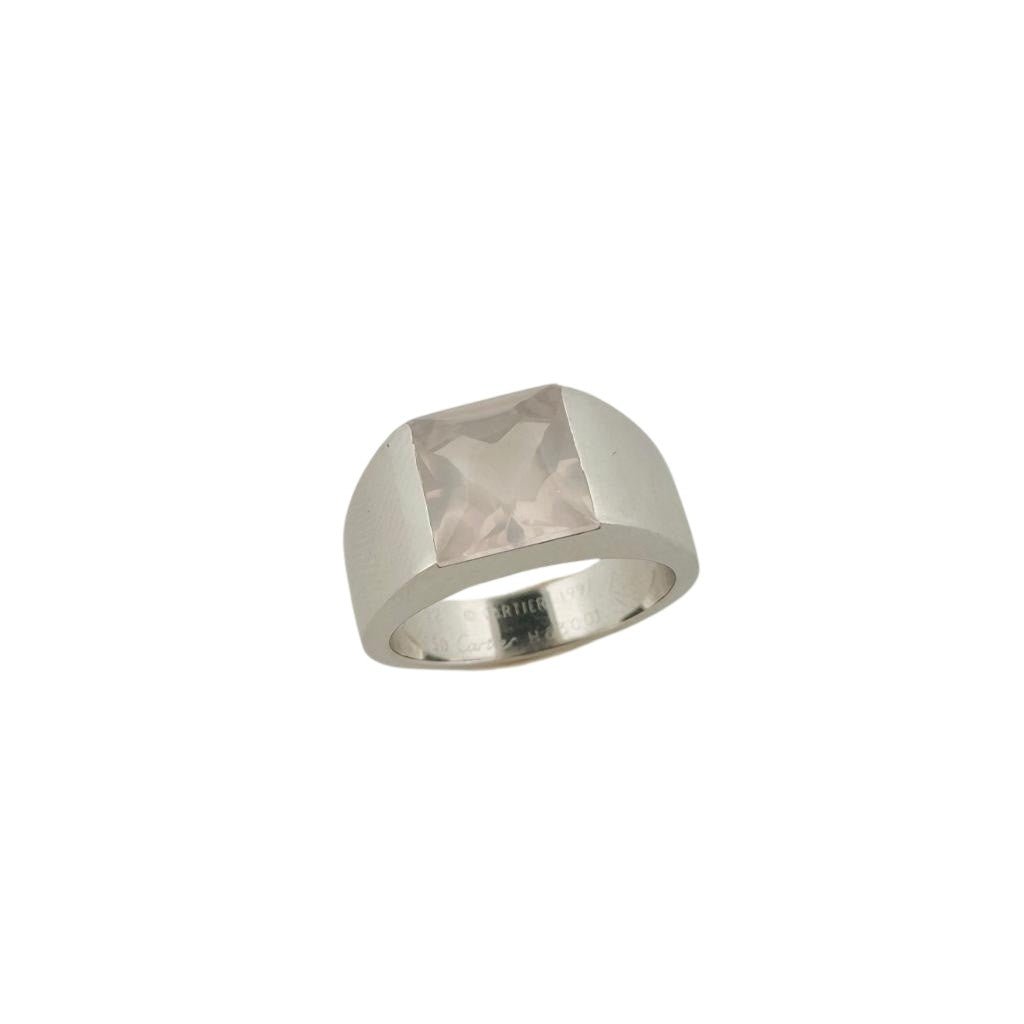 Bague CARTIER Tank en or blanc avec quartz rose - Castafiore