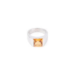 Bague CARTIER "Tank" en or blanc et citrine - Castafiore