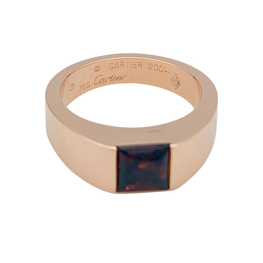 Bague CARTIER, "Tank", or rose, grenat - Castafiore