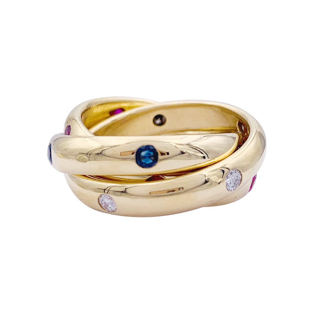 Bague CARTIER"Constellation"en or jaune saphirs, rubis et diamants - Castafiore