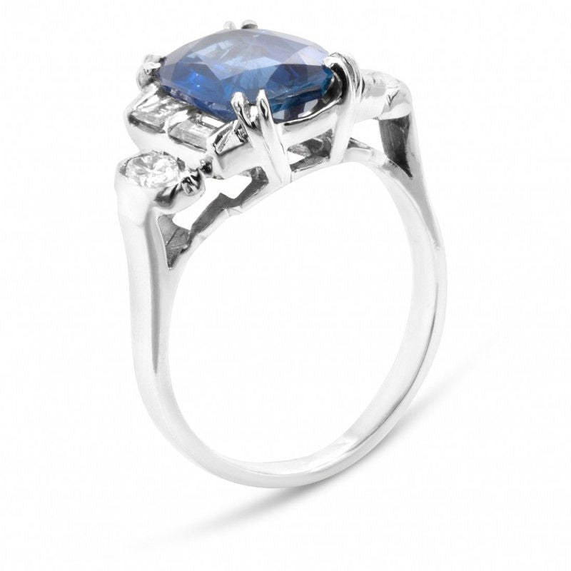 Bague Ceylan or gris saphir bleu diamants - Castafiore