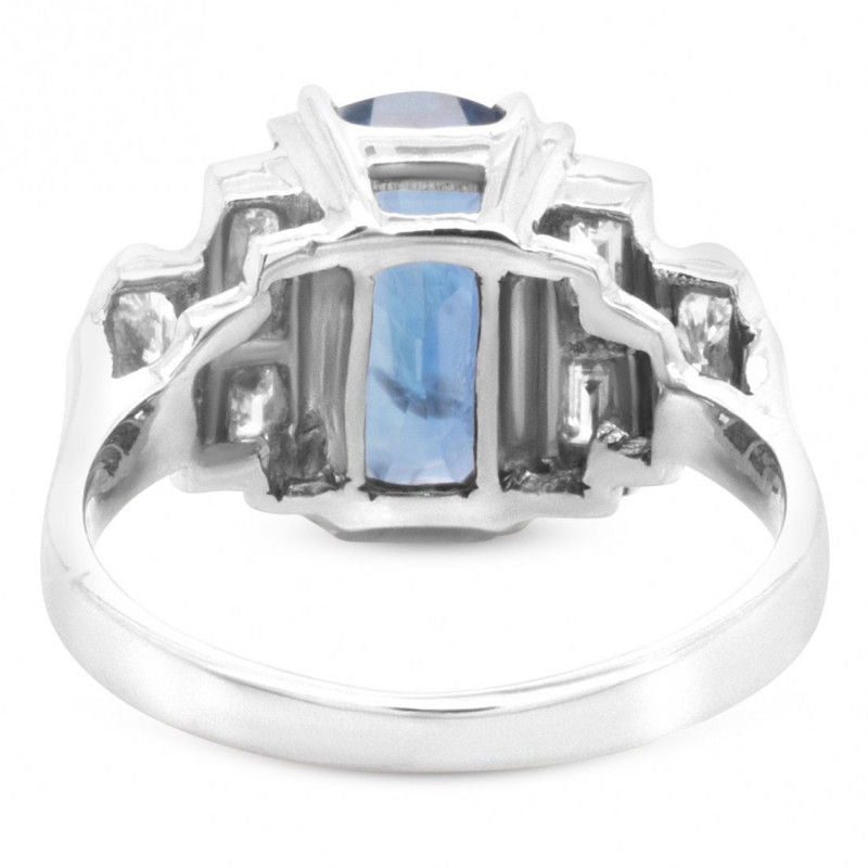 Bague Ceylan or gris saphir bleu diamants - Castafiore