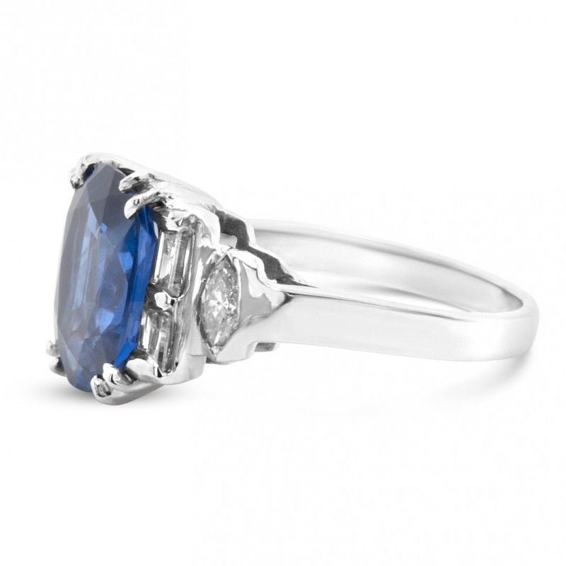 Bague Ceylan or gris saphir bleu diamants - Castafiore