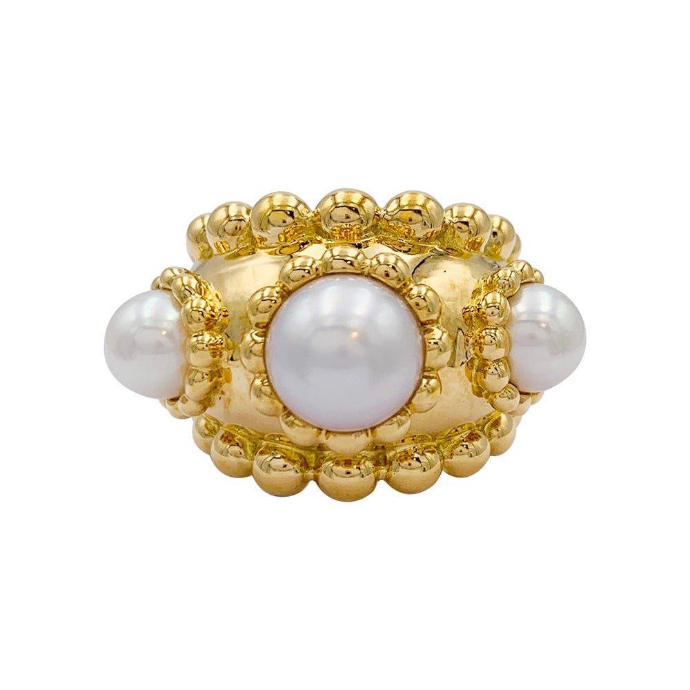 Bague Chanel, "Baroque", or jaune, perles - Castafiore