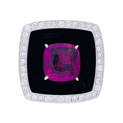 Bague CHANEL "Nuit Noire" en or blanc, saphir rose, diamants et émail - Castafiore