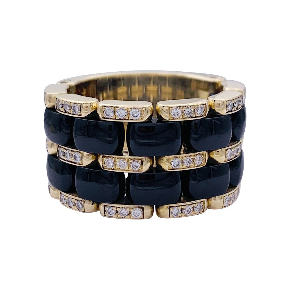 Bague CHANEL "Ultra" en or jaune , céramique et diamants - Castafiore