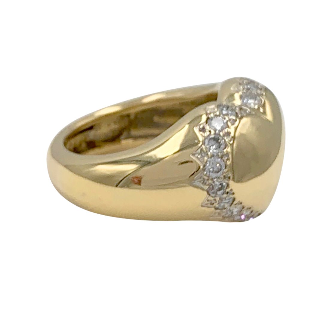 Bague CHAUMET "Chevalière Coeur" en or jaune et diamants - Castafiore