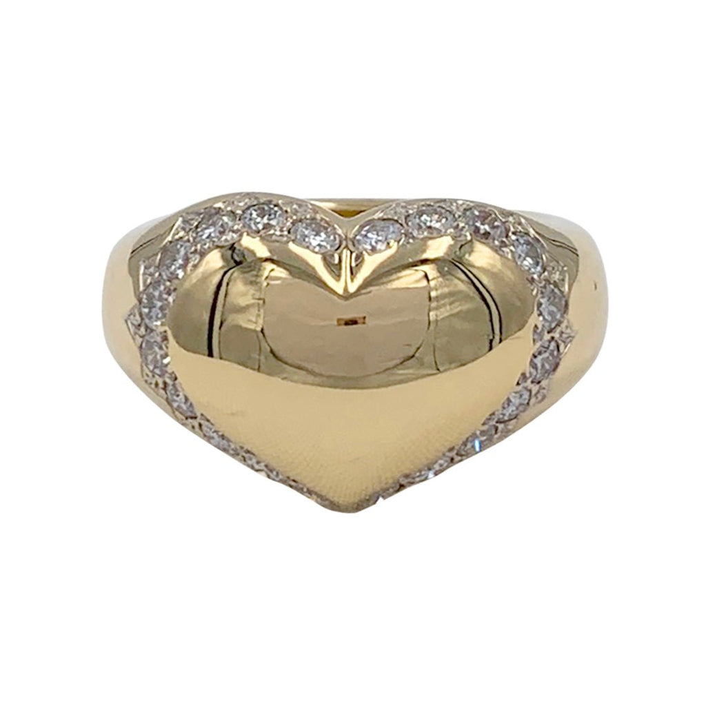 Bague CHAUMET "Chevalière Coeur" en or jaune et diamants - Castafiore