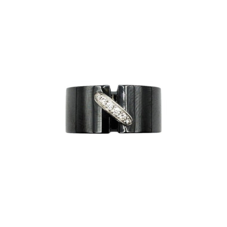 Bague CHAUMET "Lien" en céramique noire, or blanc et diamants - Castafiore