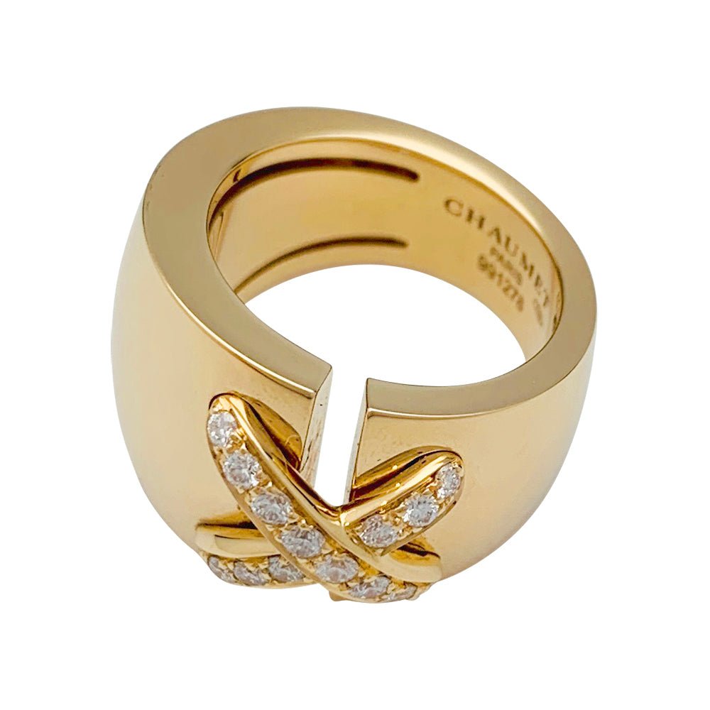 Bague CHAUMET, "Liens" grand modèle, or jaune, diamants - Castafiore