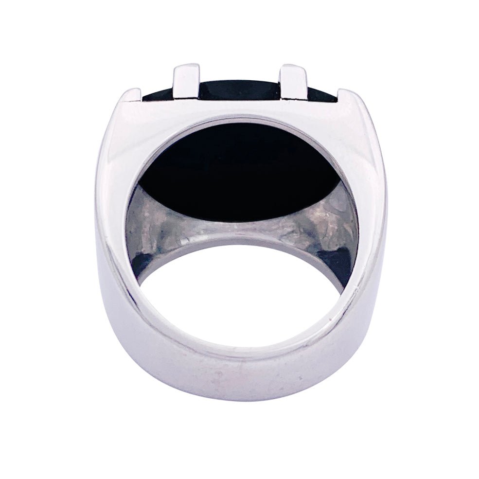 Bague Chevalière CARTIER "Baiser du Dragon", "Yijing" en or blanc et oeil de faucon - Castafiore