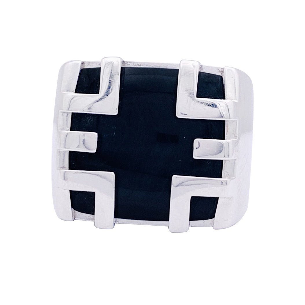 Bague Chevalière CARTIER "Baiser du Dragon", "Yijing" en or blanc et oeil de faucon - Castafiore