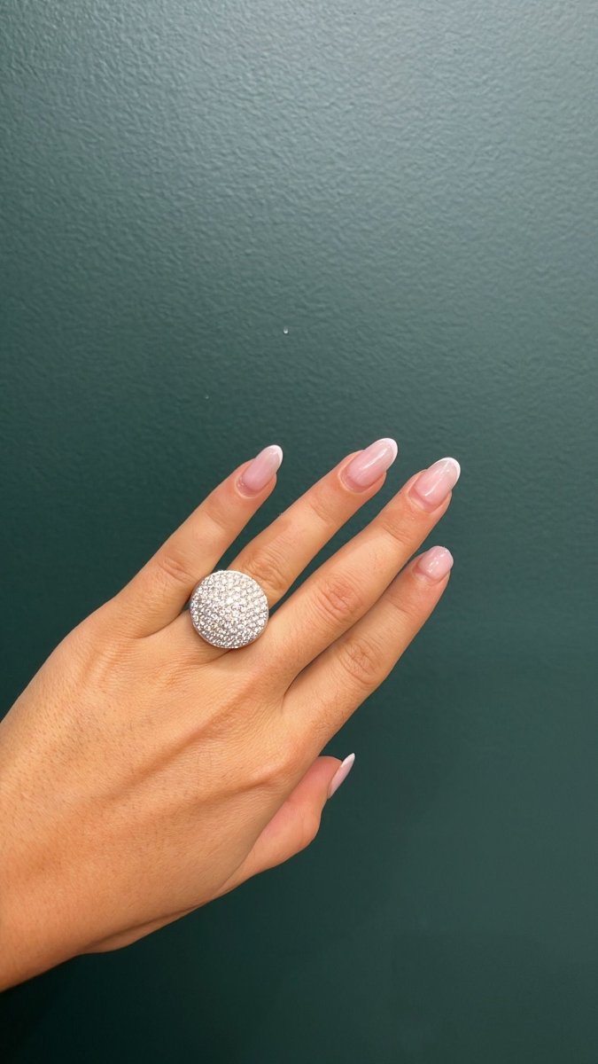 Bague Chevalière en or blanc et diamants - Castafiore