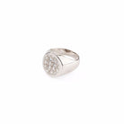 Bague chevalière en or blanc pavée de diamants - Castafiore