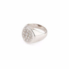 Bague chevalière en or blanc pavée de diamants - Castafiore