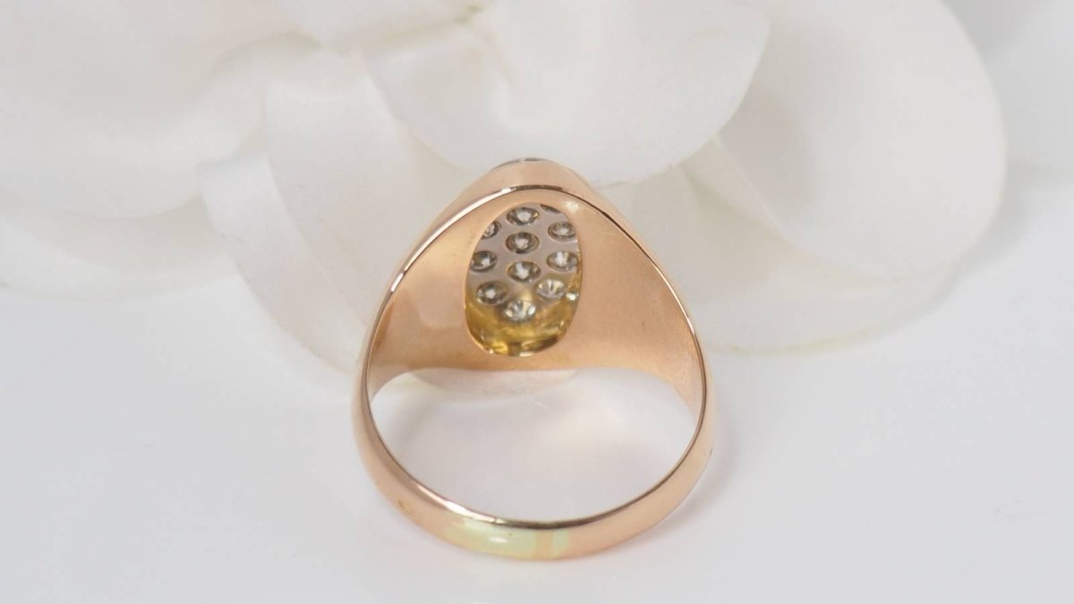 Bague Chevalière en or jaune et diamants - Castafiore