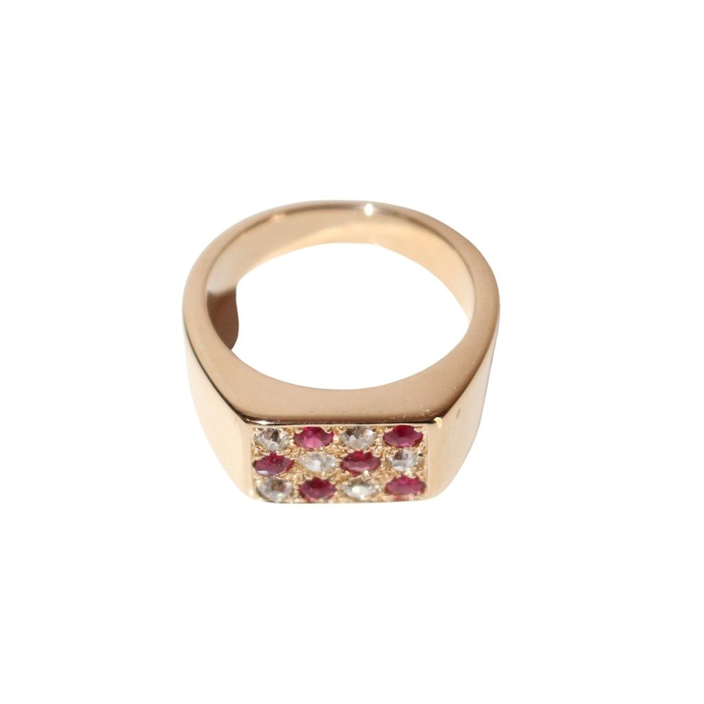 Bague Chevalière en or jaune, Rubis Et Diamants - Castafiore