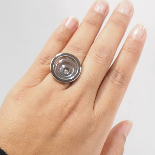 Bague CHOPARD "Happy Spirit" en or blanc et diamant mobile - Castafiore