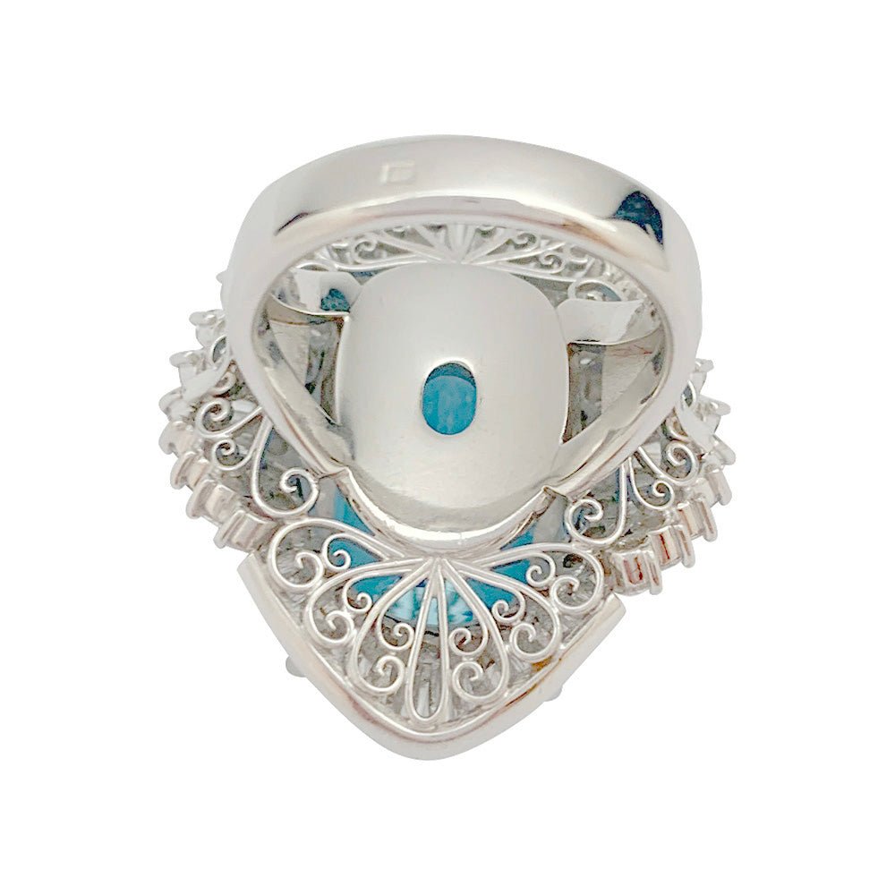 Bague cocktail aigue-marine et diamants - Castafiore