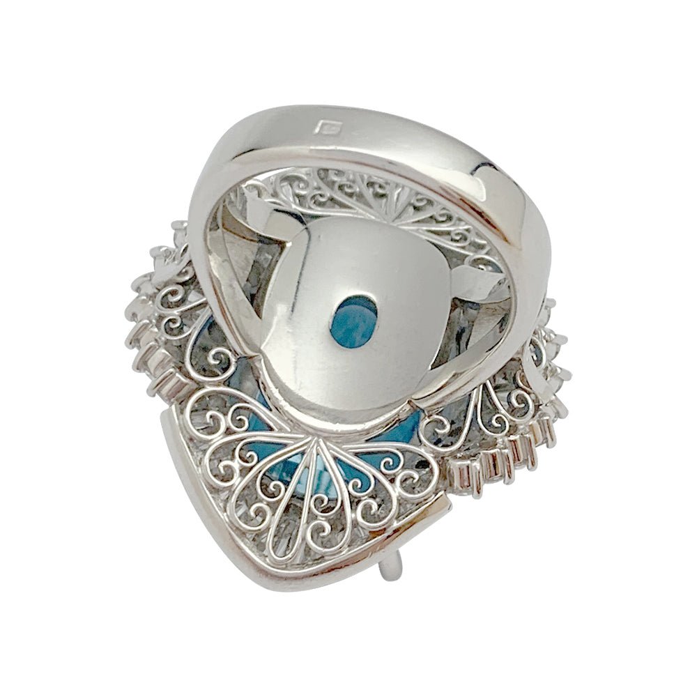 Bague cocktail aigue-marine et diamants - Castafiore