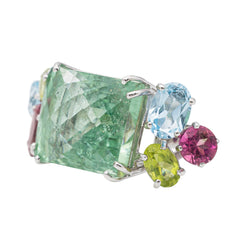 Bague Cocktail béryl et or blanc - Castafiore