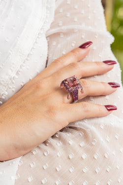 Bague Cocktail BOUCHERON en or blanc et tourmaline - Castafiore