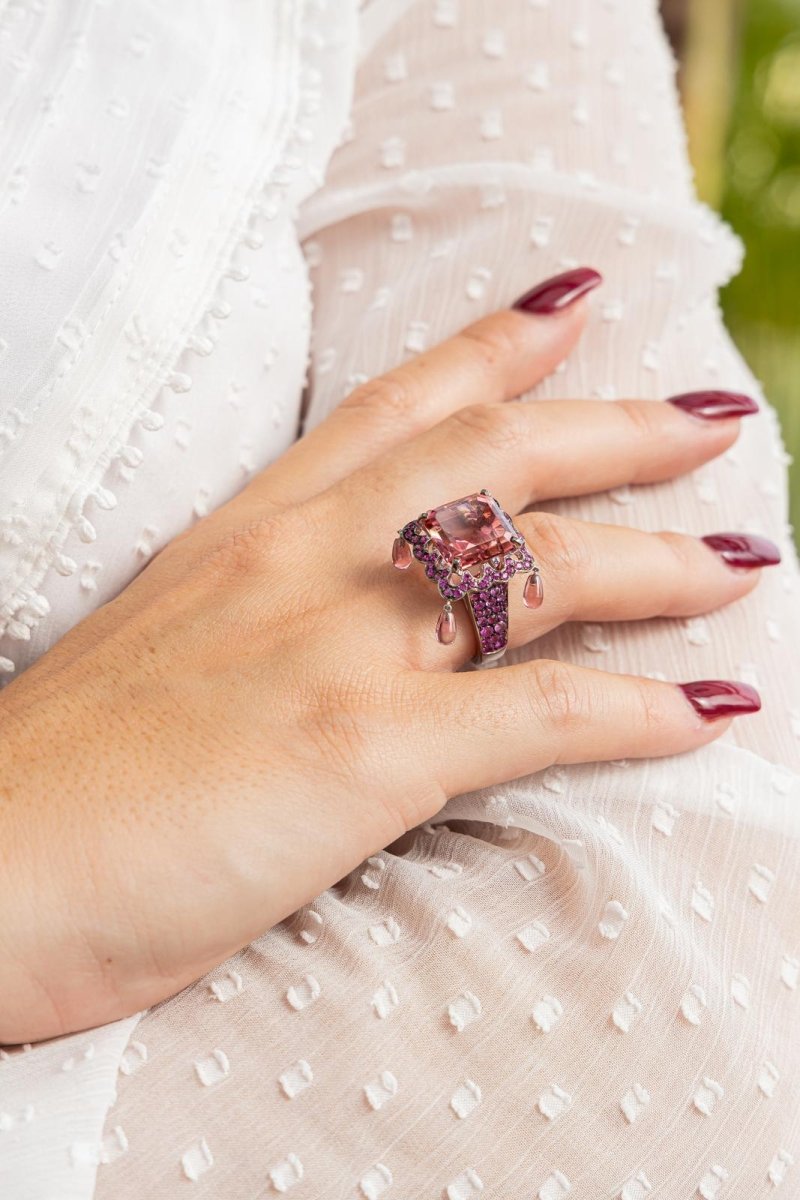 Bague Cocktail BOUCHERON en or blanc et tourmaline - Castafiore