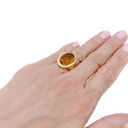 Bague Cocktail CARTIER "Baignoire" en or jaune et citrine - Castafiore