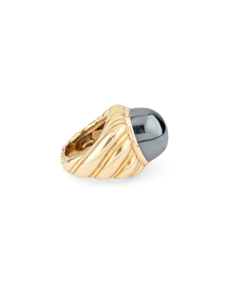 Bague Cocktail CHAUMET en or jaune et hématite - Castafiore