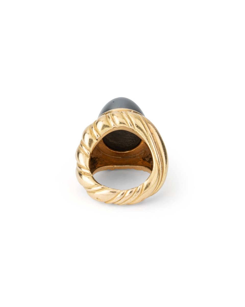 Bague Cocktail CHAUMET en or jaune et hématite - Castafiore