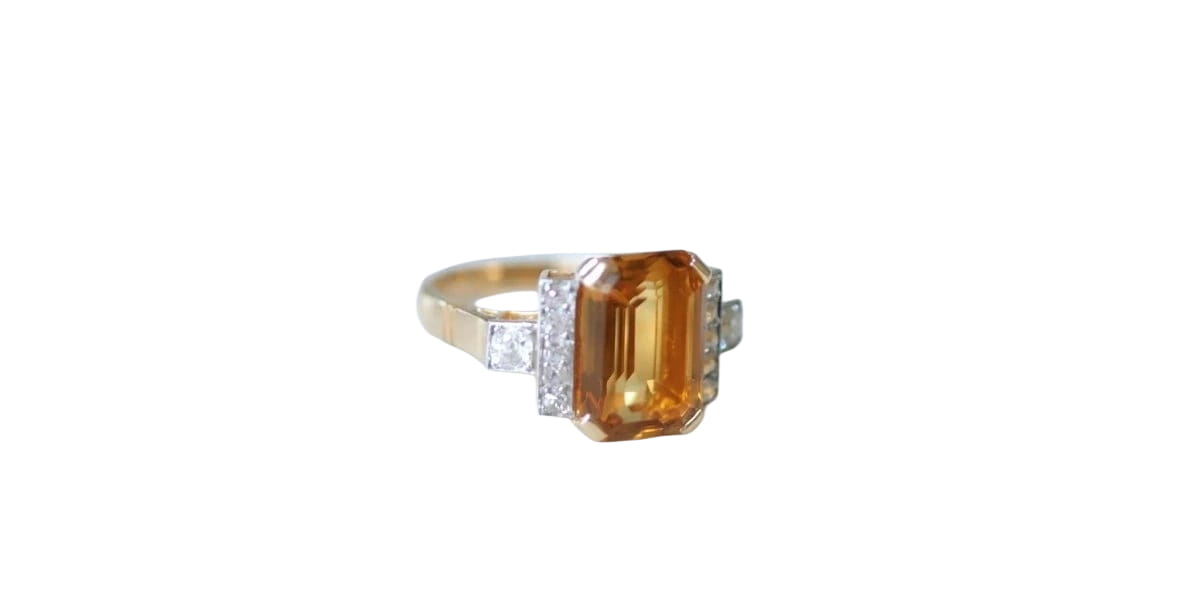 Bague cocktail citrine et diamants - Castafiore