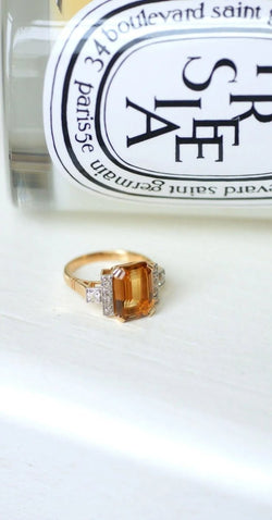 Bague cocktail citrine et diamants - Castafiore
