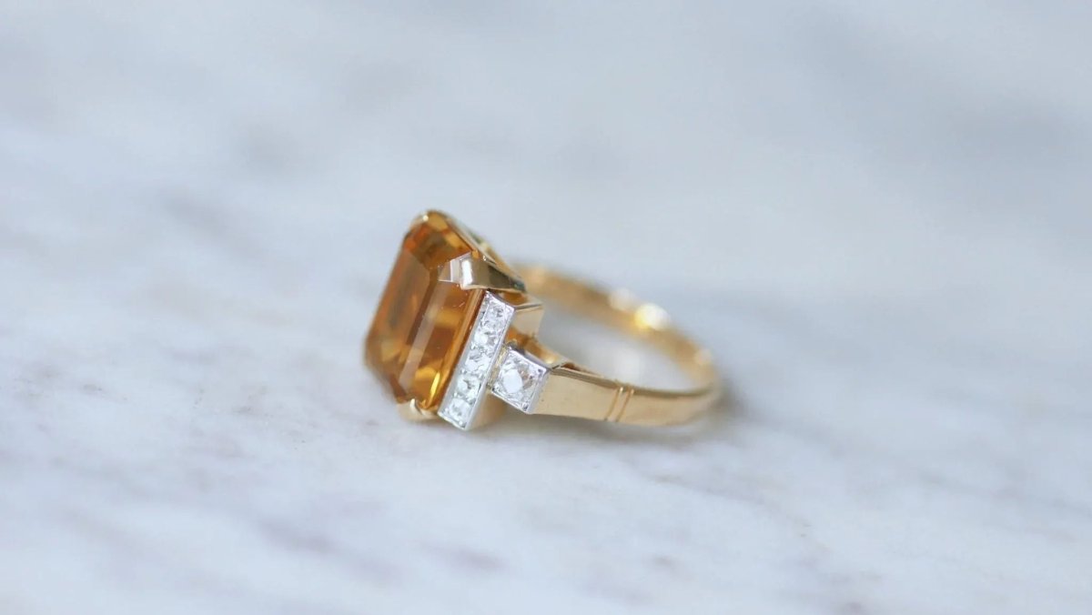Bague cocktail citrine et diamants - Castafiore