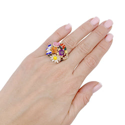 Bague Cocktail DIOR "Diorette" en or jaune, émail, améthyste et diamant - Castafiore
