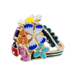 Bague Cocktail DIOR "Diorette" en or jaune, émail, améthyste et diamant - Castafiore