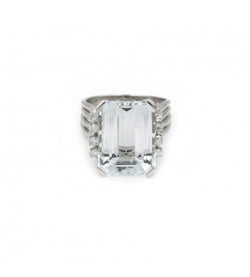 Bague Cocktail en or blanc, diamants et aigue-marine - Castafiore