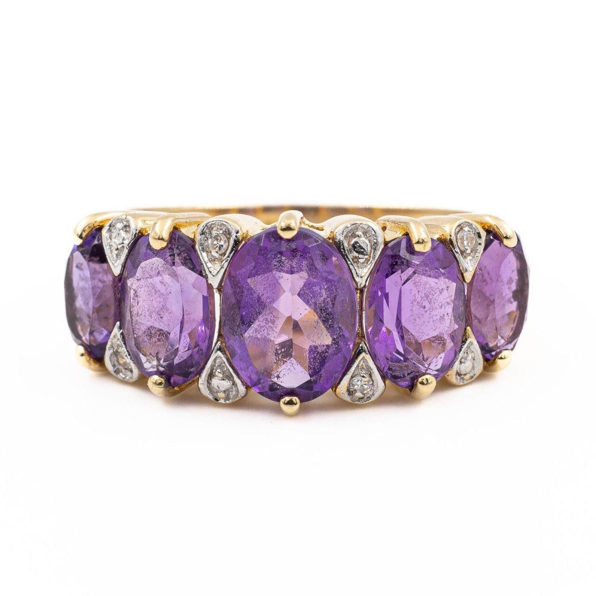 Bague Cocktail en or jaune, diamants et améthyste - Castafiore
